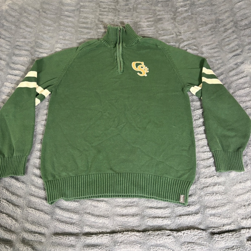 Bruzer Colorado State University CSU Rams Quarter Zip Cotton Sweater Green Men L